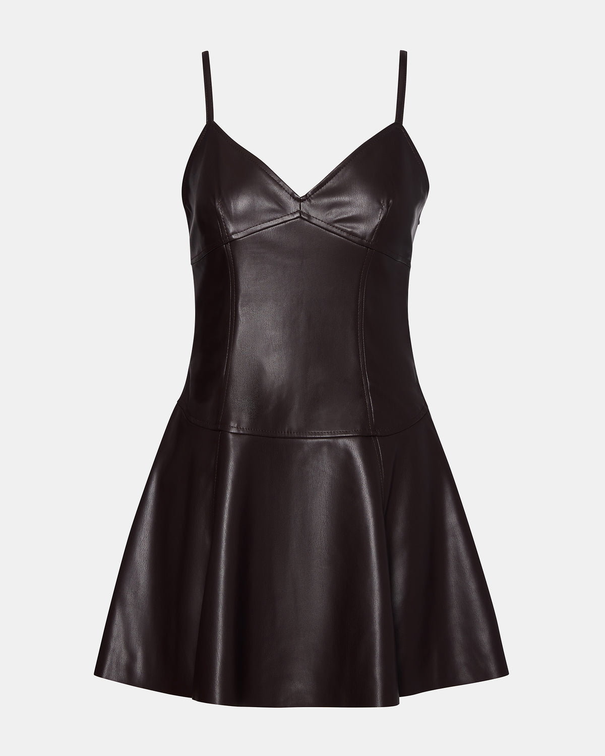 ABBOTTF Fosssil Brown Flowy Faux Leather Mini Women's Dress | Steve Madden