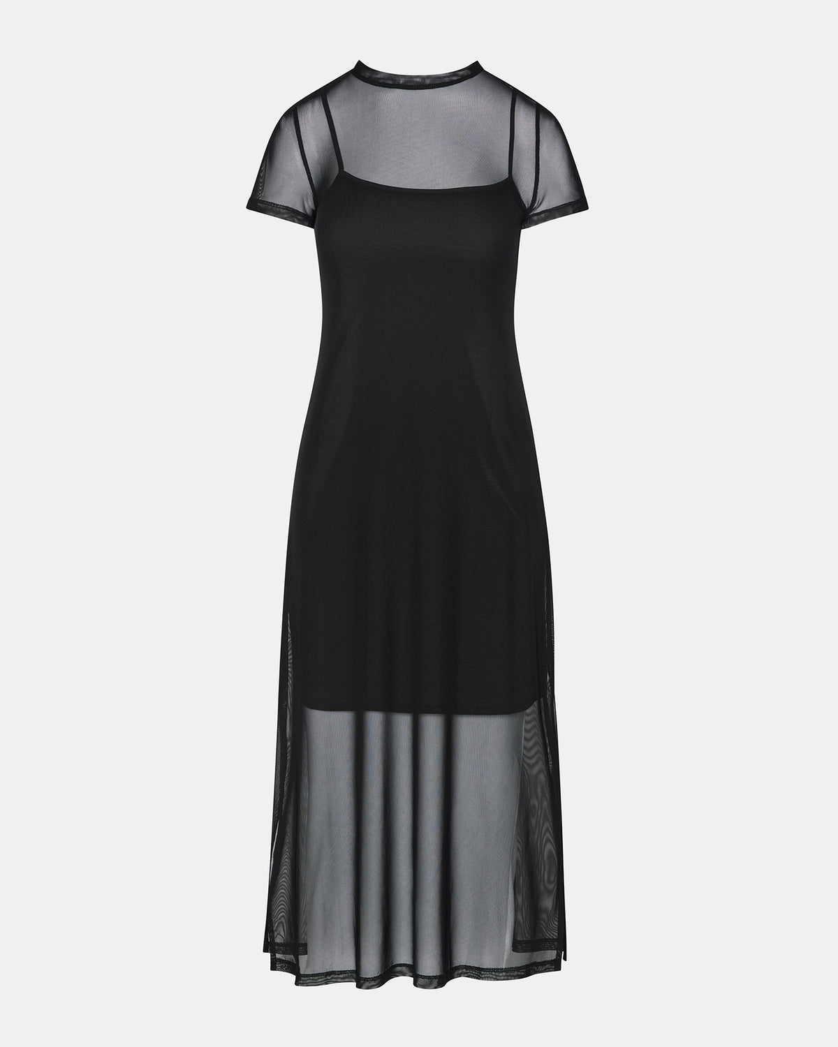 NOLA Black Short-Sleeved Mesh Sheer Women's Dress | Steve Madden