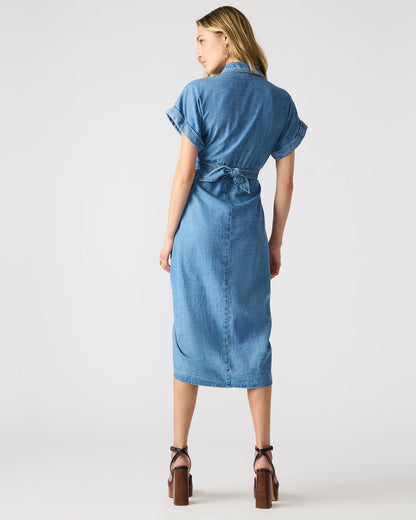 TORI Denim Button Up Collared Midi Dress | Steve Madden