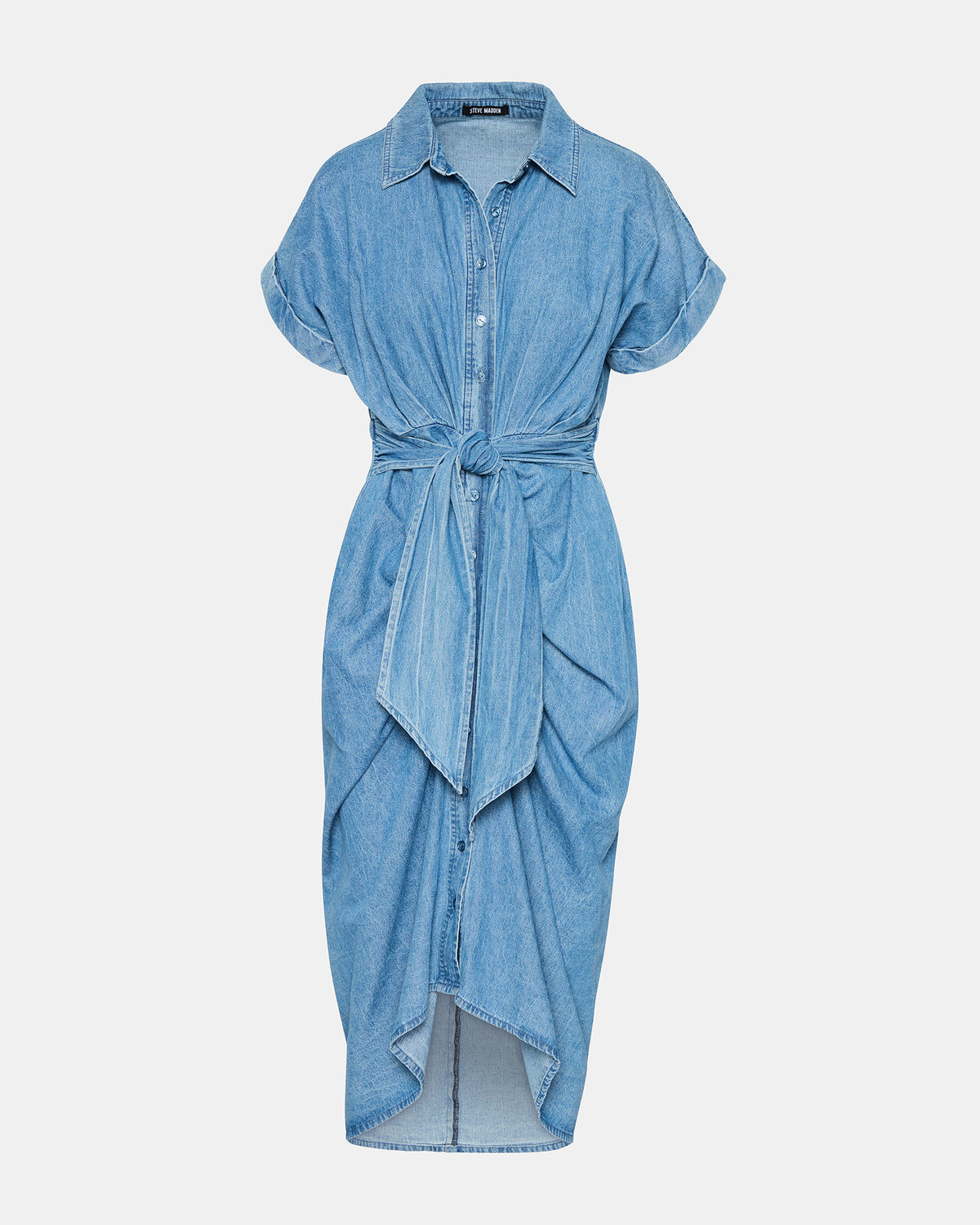 TORI Denim Button Up Collared Midi Dress | Steve Madden