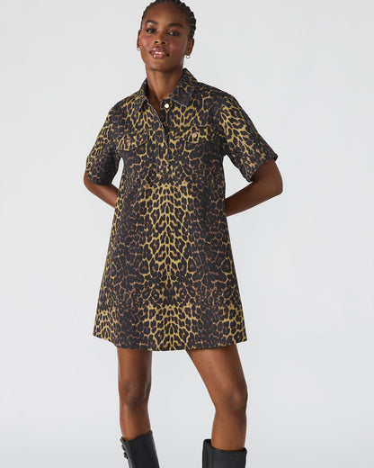 FREDDY Hot Spots Print Short-Sleeved Denim Button-Up Mini Women's Dress | Steve Madden