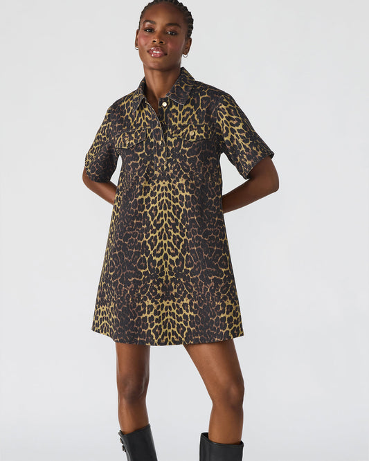 FREDDY Hot Spots Print Short-Sleeved Denim Button-Up Mini Women's Dress | Steve Madden