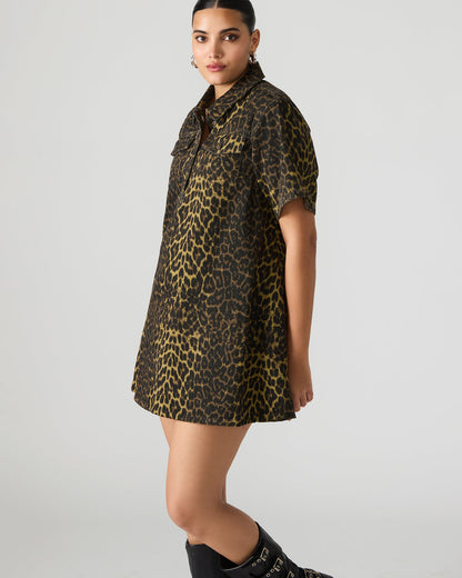 FREDDY Hot Spots Print Short-Sleeved Denim Button-Up Mini Women's Dress | Steve Madden