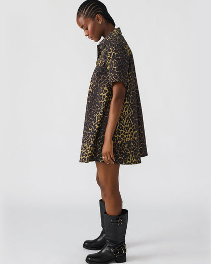 FREDDY Hot Spots Print Short-Sleeved Denim Button-Up Mini Women's Dress | Steve Madden