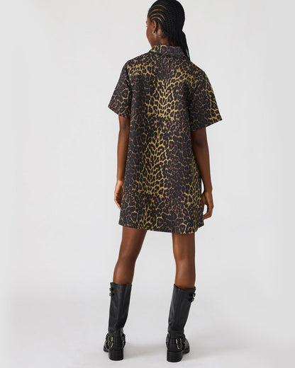 FREDDY Hot Spots Print Short-Sleeved Denim Button-Up Mini Women's Dress | Steve Madden