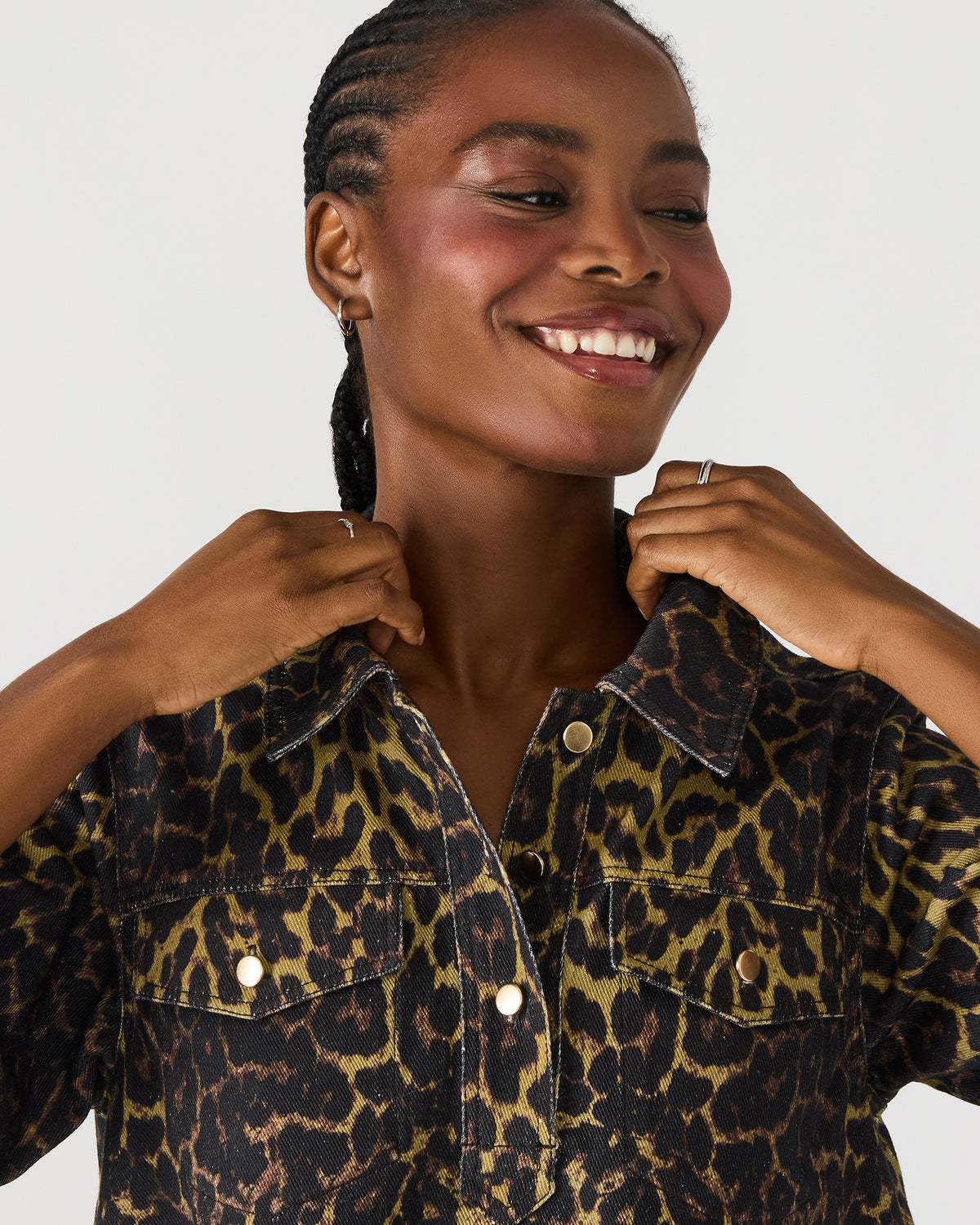 FREDDY Hot Spots Print Short-Sleeved Denim Button-Up Mini Women's Dress | Steve Madden