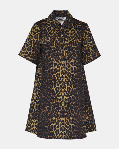 FREDDY Hot Spots Print Short-Sleeved Denim Button-Up Mini Women's Dress | Steve Madden