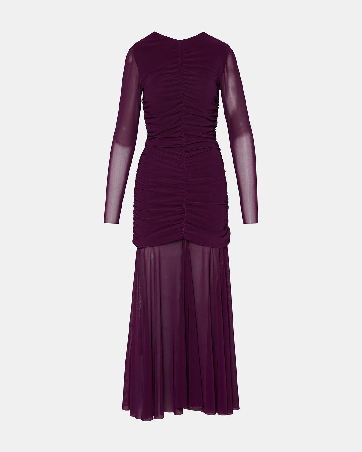 KIARA Beet Long-Sleeved Maxi Mesh Flowy Women's Dress | Steve Madden