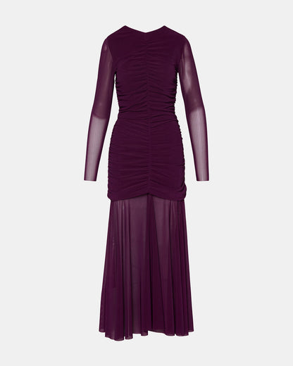 KIARA Beet Long-Sleeved Maxi Mesh Flowy Women's Dress | Steve Madden