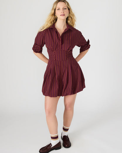ARIELLE Wine Long-Sleeved Button-Up Bubble Women's Dress | Steve Madden