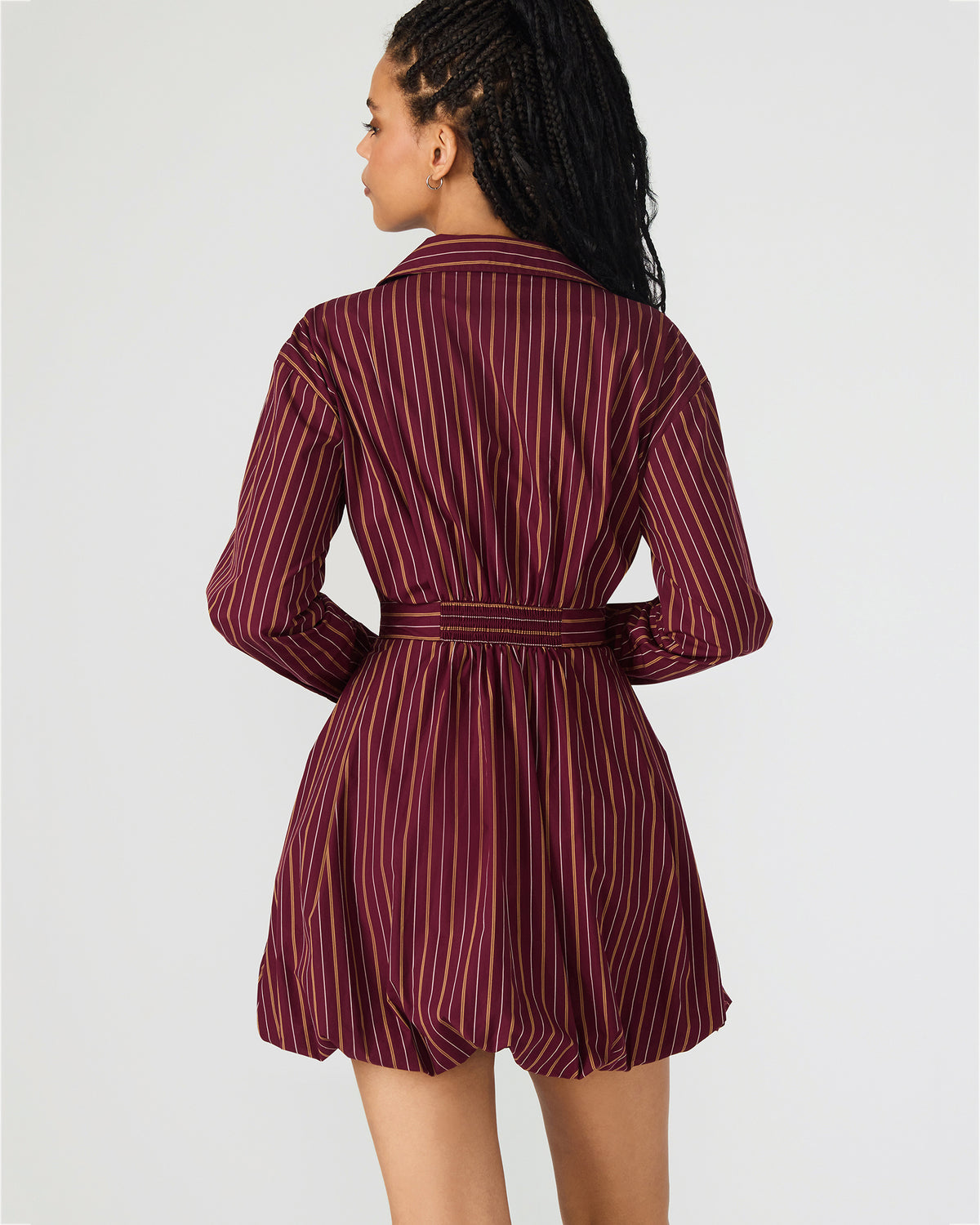 ARIELLE Wine Long-Sleeved Button-Up Bubble Women's Dress | Steve Madden