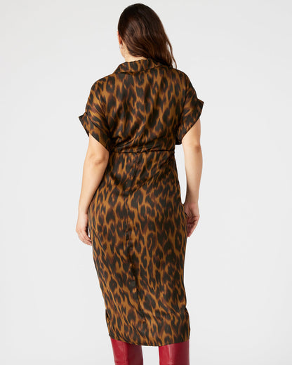 TORI Leopard Button Up Collared Midi Dress | Steve Madden