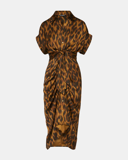 TORI Leopard Button Up Collared Midi Dress | Steve Madden