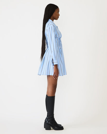 ARIANY Estate Blue Long-Sleeved Collared Neckline Women's Dress | Steve Madden