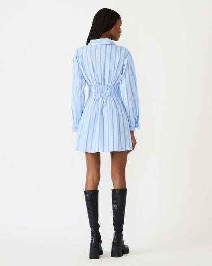 ARIANY Estate Blue Long-Sleeved Collared Neckline Women's Dress | Steve Madden