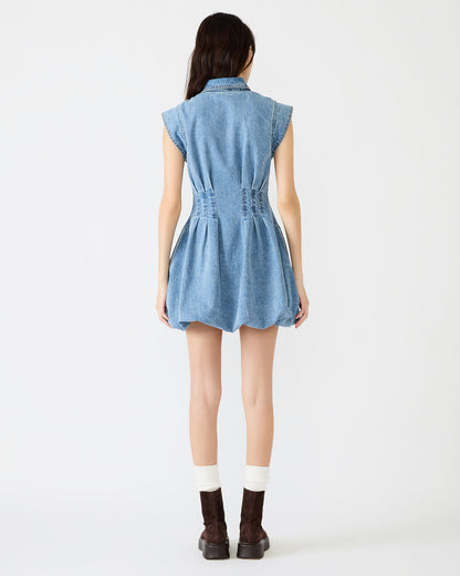 DYANNE Forever Blue Women's Zip-Front Bubble-Hem Dress | Steve Madden