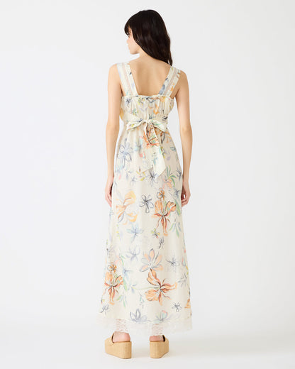 ALEXUS Vintage Ivory Flowy Lace Trim Flowy Women's Maxi Dress | Steve Madden