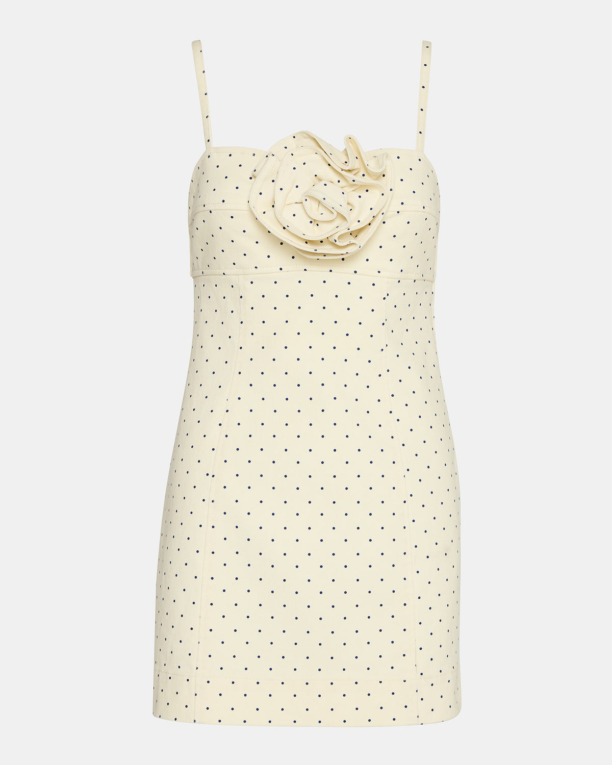 PEONY Pristine Ivory Mini Denim Polka Dot Women's Dress | Steve Madden
