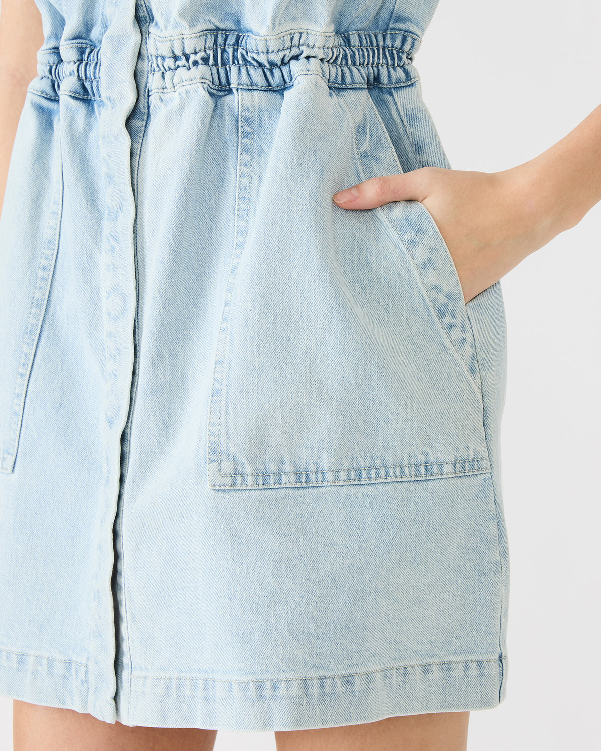 ROBBIE Aruba Blue Denim Zip-Up Collared Women's MinI Dress | Steve Madden