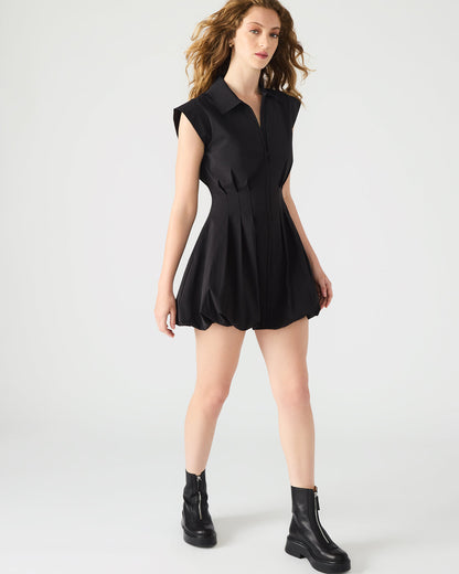 DYANNE Black Women's Zip-Front Bubble-Hem Dress | Steve Madden