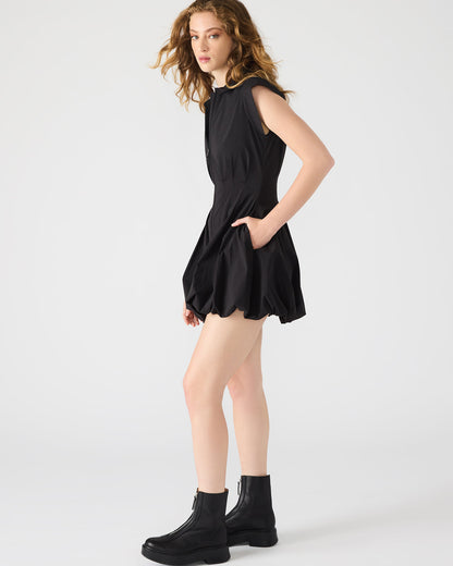 DYANNE Black Women's Zip-Front Bubble-Hem Dress | Steve Madden