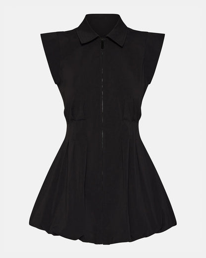 DYANNE Black Women's Zip-Front Bubble-Hem Dress | Steve Madden