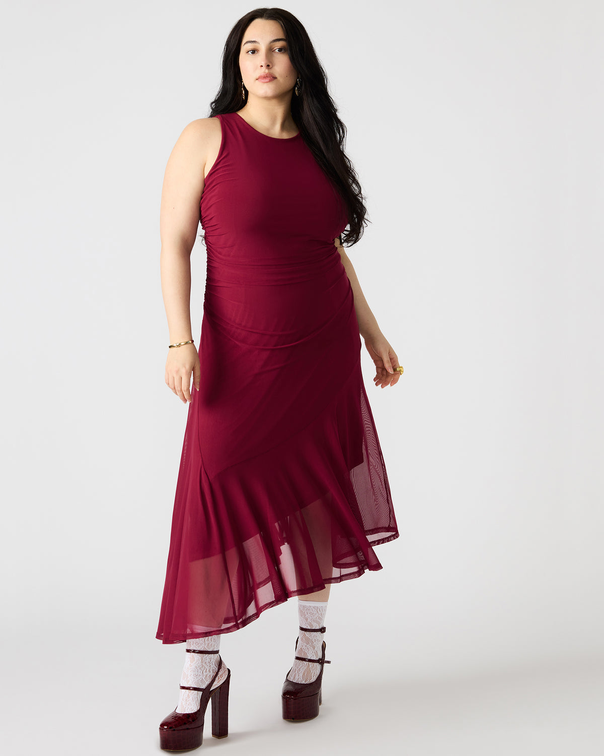 LANEY Red Women's Sleeveless Flowy Dress | Steve Madden