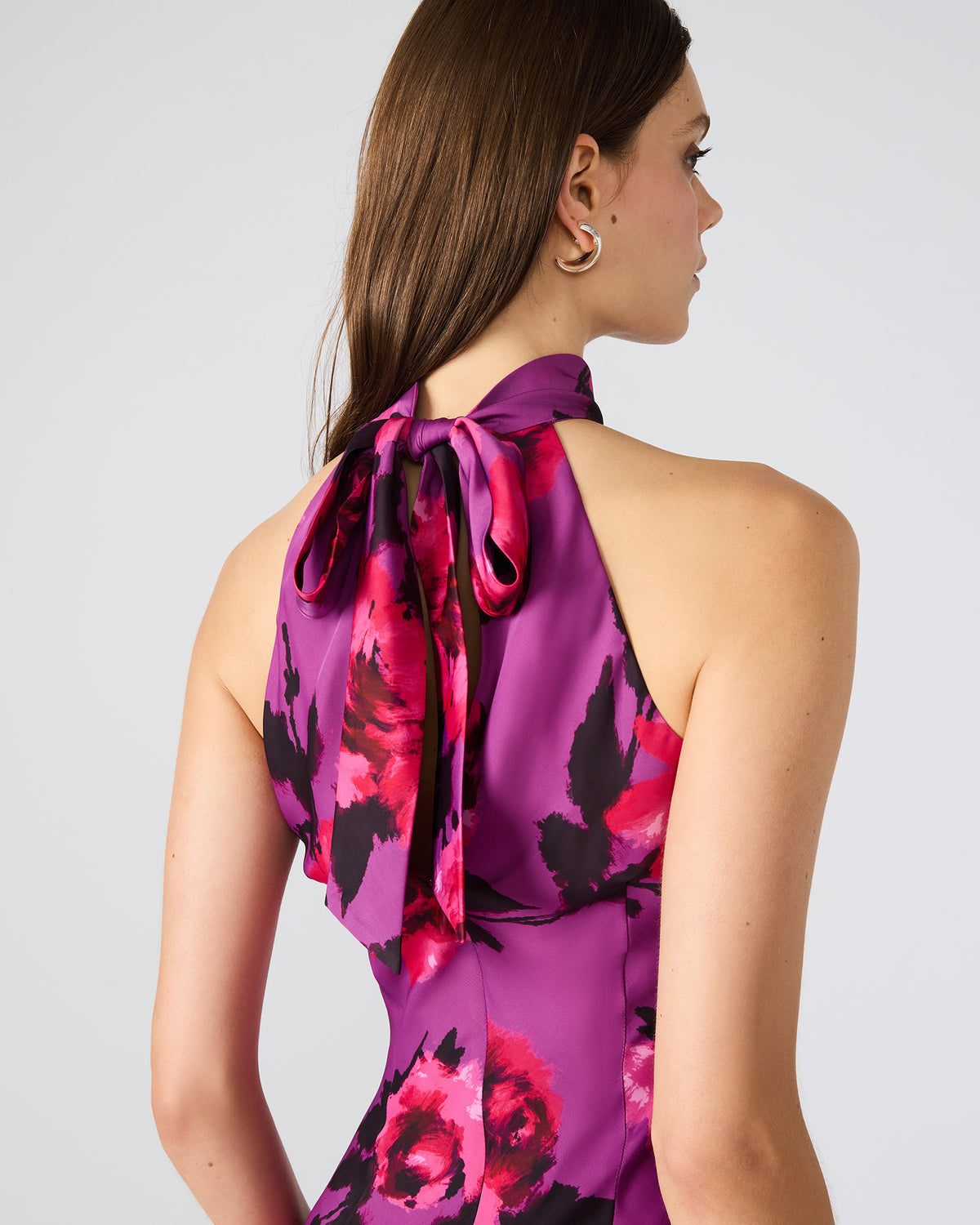 LARA Rosette Pink Halter Mini Floral Print Women's Dress | Steve Madden
