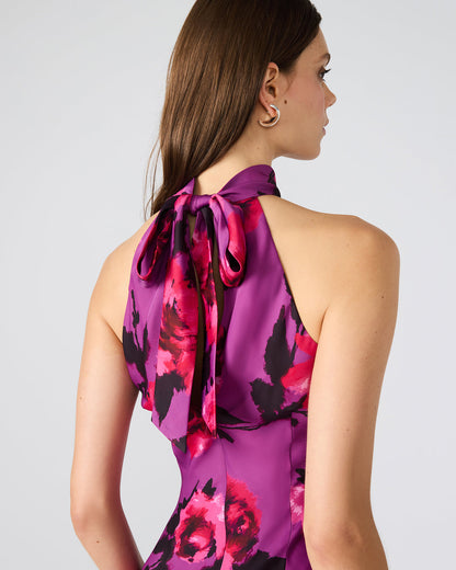 LARA Rosette Pink Halter Mini Floral Print Women's Dress | Steve Madden