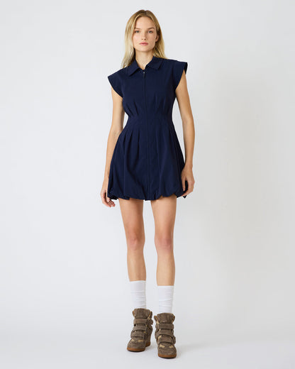 DYANNE Marine Women's Zip-Front Bubble-Hem Dress | Steve Madden
