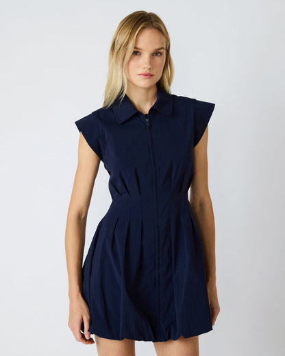 DYANNE Marine Women's Zip-Front Bubble-Hem Dress | Steve Madden