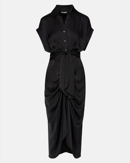 TORI Black Button Up Collared Midi Dress | Steve Madden