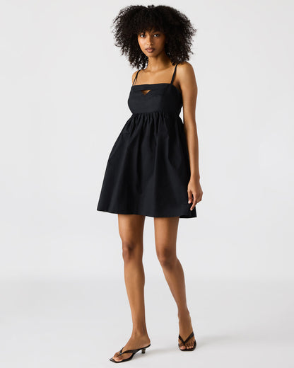 MEADOW Black Mini Cut-Out Flowy Dress | Steve Madden
