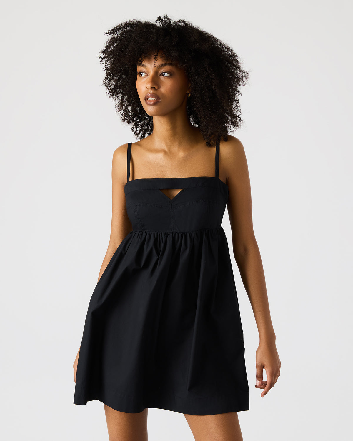 MEADOW Black Mini Cut-Out Flowy Dress | Steve Madden