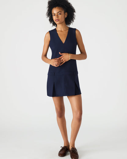 HENLEY Midnight Sleeveless V-neck Mini Pleated Women's Dress | Steve Madden