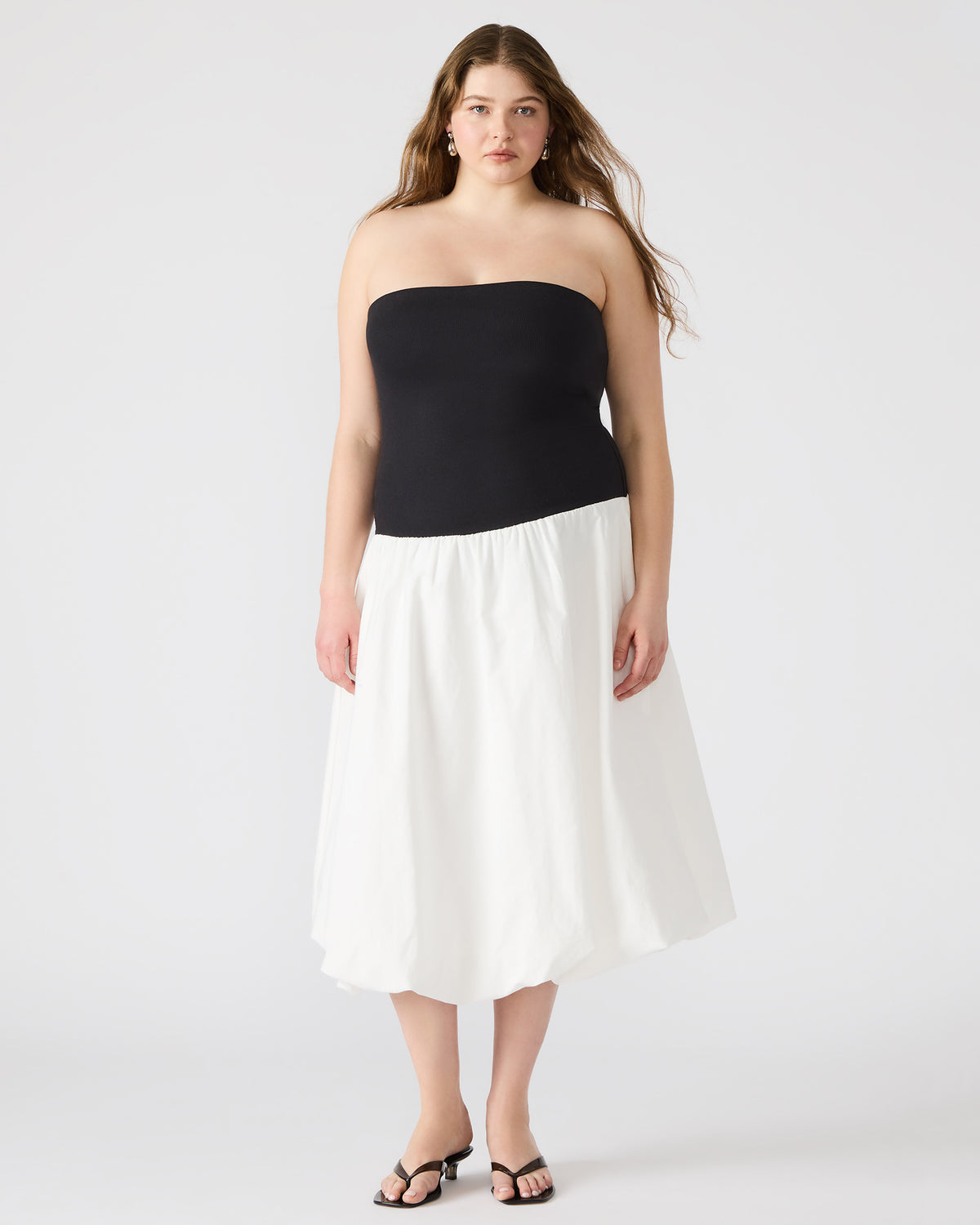 OLIVER Dress Smoke Strapless Midi Bubble Dress | Women's Dresses | Steve Madden