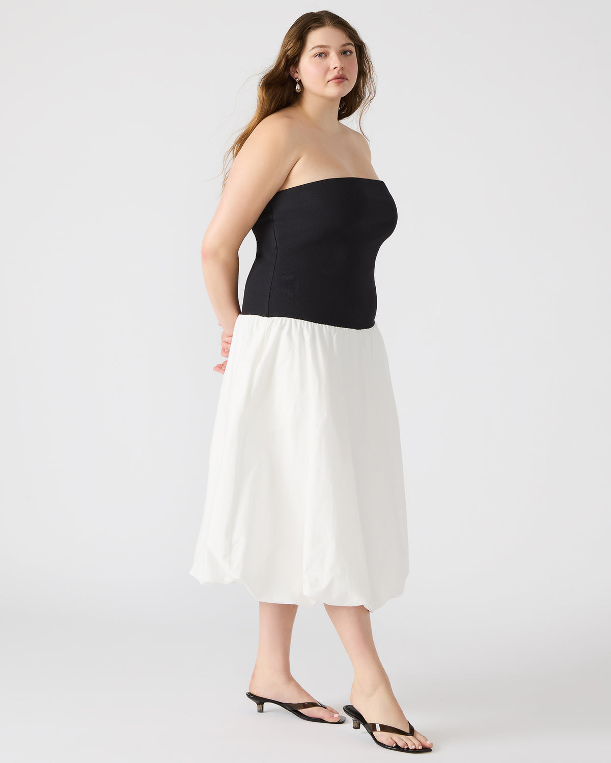 OLIVER Dress Smoke Strapless Midi Bubble Dress | Women's Dresses | Steve Madden