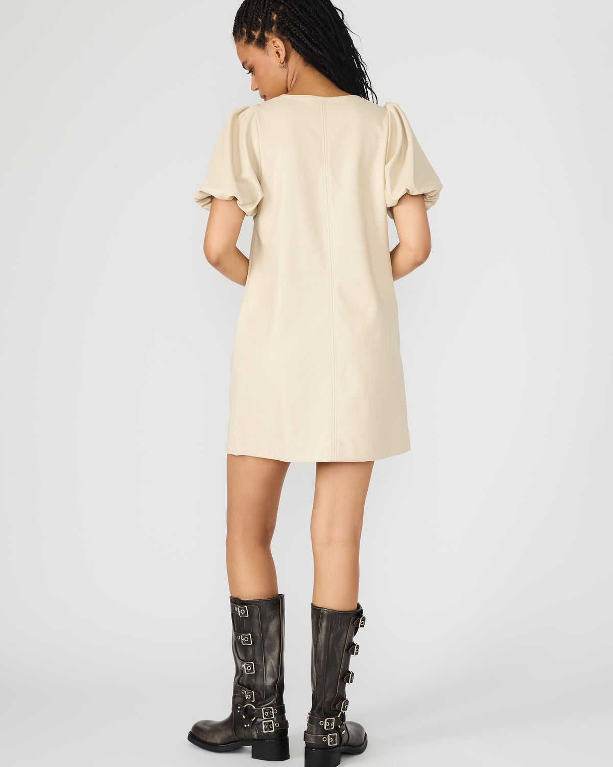 TILLY Bone Short-Sleeved Faux Leather Women's Dress | Steve Madden