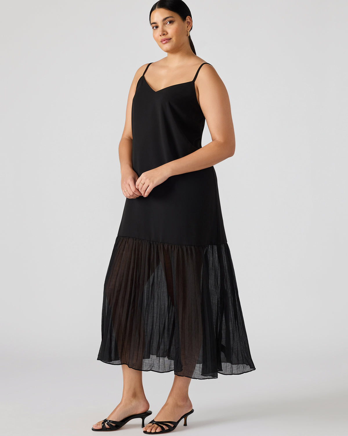 EMBER Black Flowy Sheer Maxi Women's Dress | Steve Madden