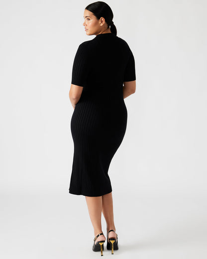 LINDY Dress Black | Collared Midi Dress | Steve Madden