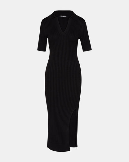 LINDY Dress Black | Collared Midi Dress | Steve Madden