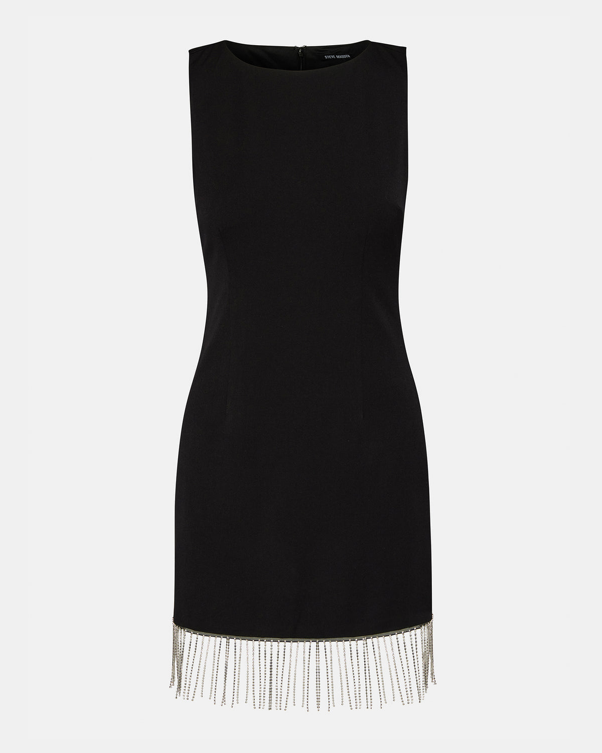 ELENORA Dress Black | Women's Sleeveless Bodycon Rhinestone Fringe Dress | Steve Madden