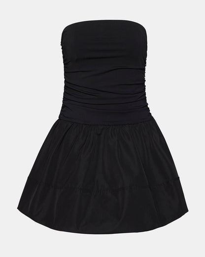 AMARI Dress Black | Women's Strapless Mini Bubble-Hem Dress | Steve Madden