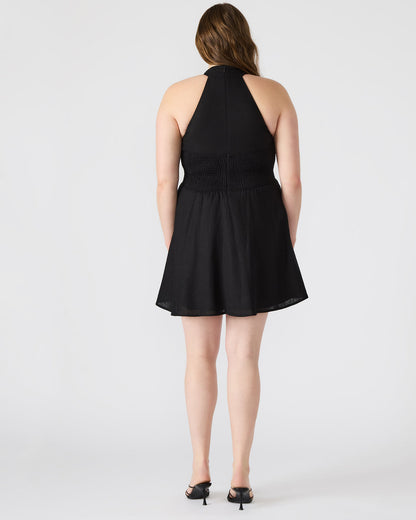 KOSTA Black Women's Mini Halter Cross-Neck Dress | Steve Madden