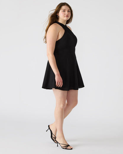 KOSTA Black Women's Mini Halter Cross-Neck Dress | Steve Madden