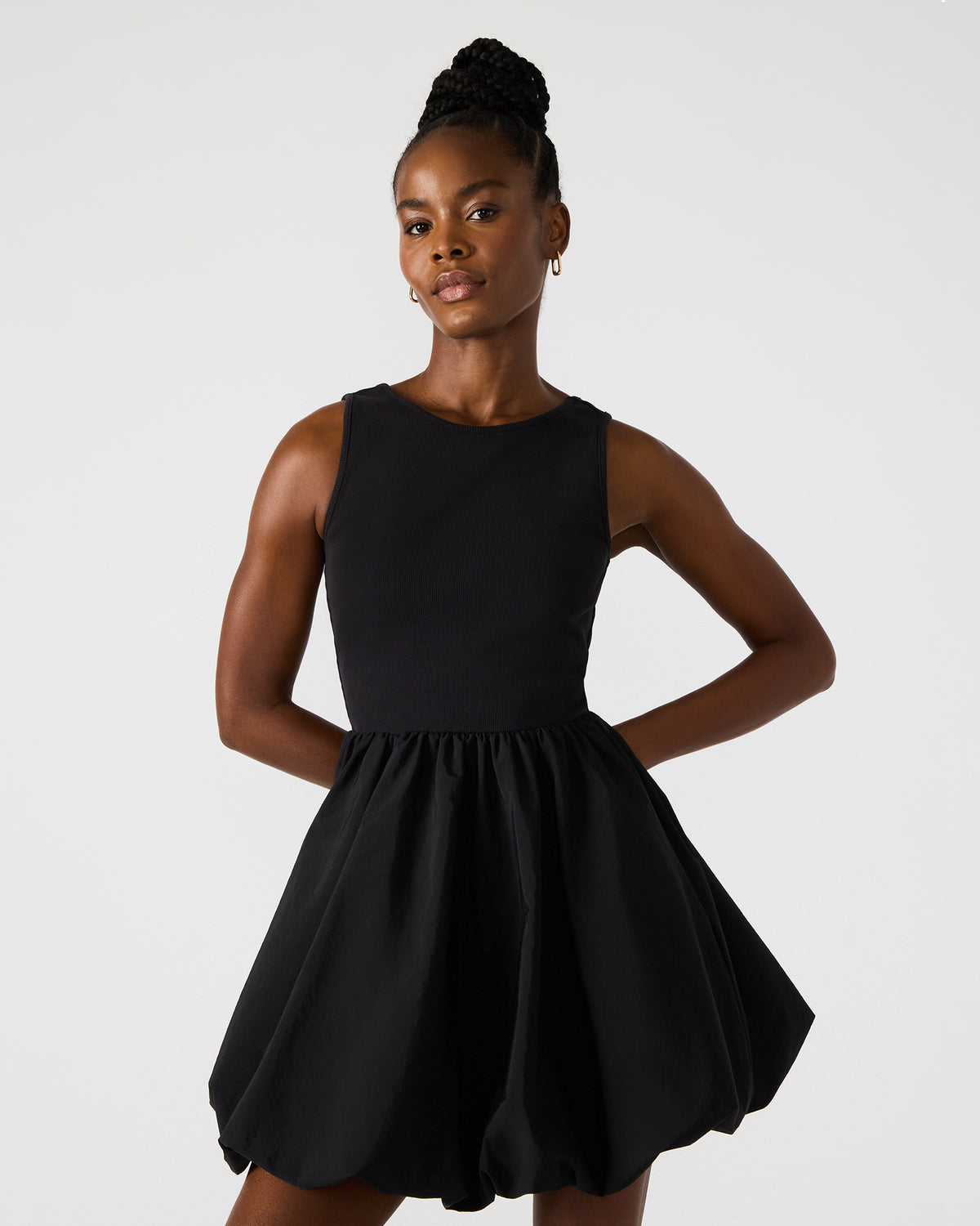 PALERMO Black Women's Mini Bubble-Hem Dress | Steve Madden