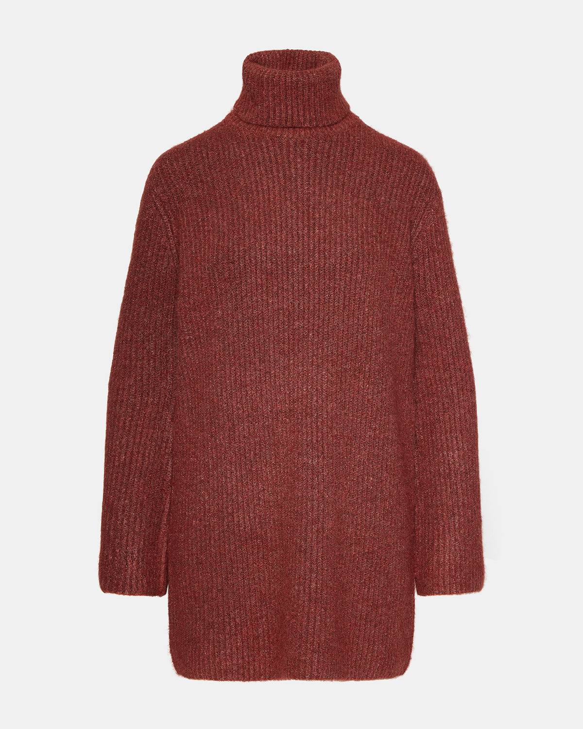 ABBIE Sweater Dress Rust | Mini Turtleneck Flared Sleeve Dress | Steve Madden