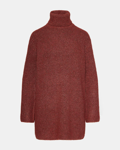 ABBIE Sweater Dress Rust | Mini Turtleneck Flared Sleeve Dress | Steve Madden