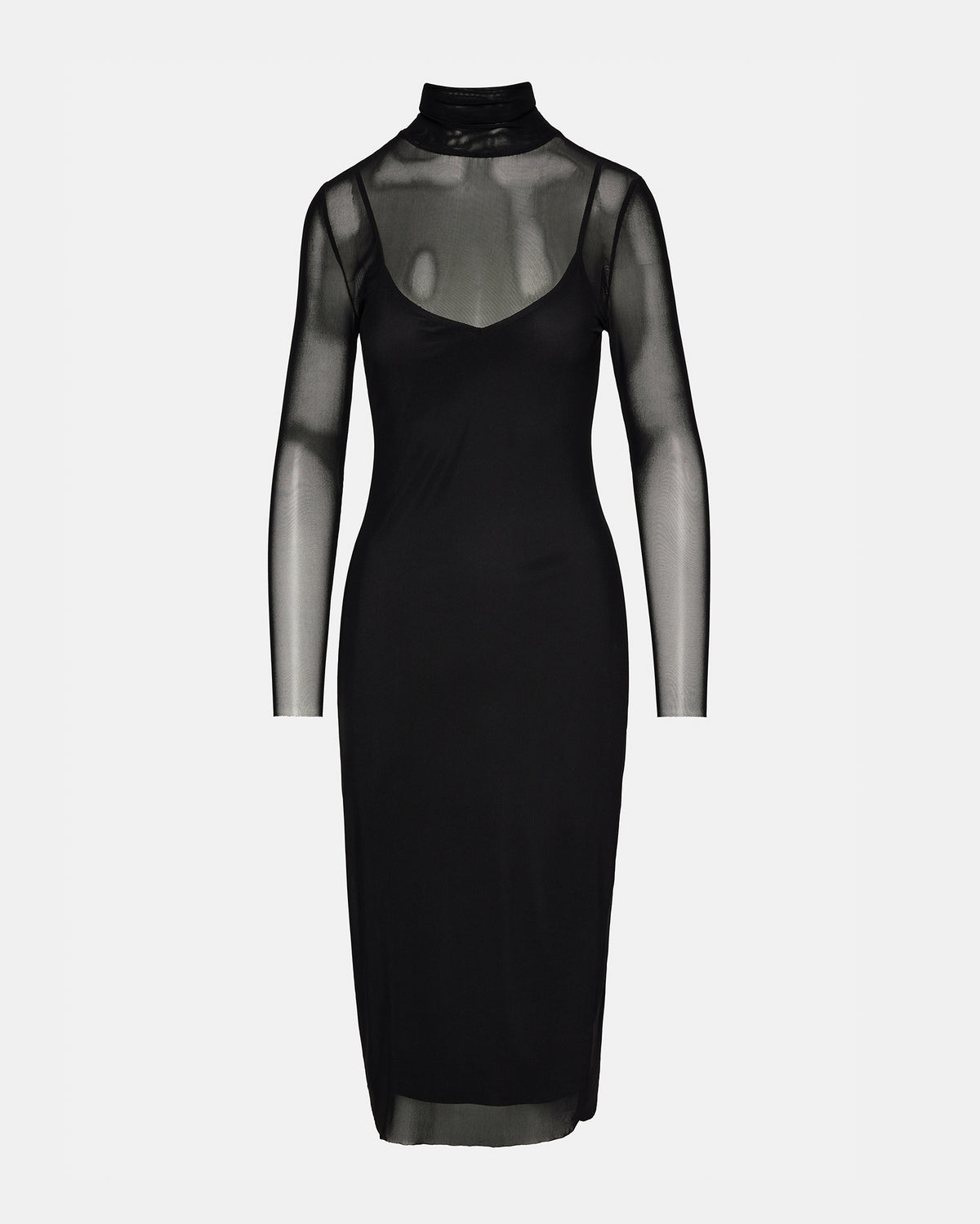 VIVIENNE Black Women's Mock Neck Midi Dress | Steve Madden