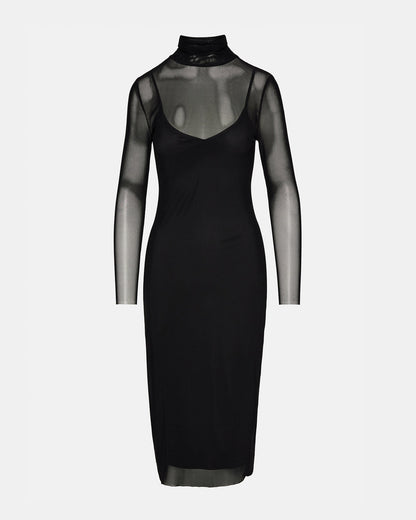 VIVIENNE Black Women's Mock Neck Midi Dress | Steve Madden